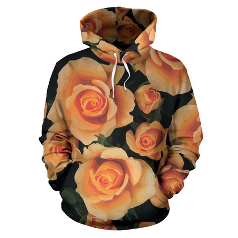 Image of Black And Orange Floral Hippie Hoodie,Custom Hoodie, Bright Colorful, Fashion Wear,Fashion Clothes,Handmade Hoodie,Floral,Pullover Hoodie