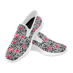 Black And Pink Animal Print Womens Canvas Shoe, Top Shoes,Running Shoes,Training Shoes, Custom Shoes