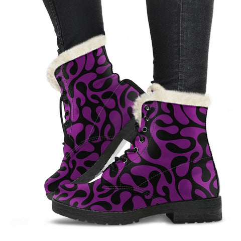 Image of Black And Purple Swirl Combat Boots,Hand Crafted,Multi Colored,Comfortable Boots,Decor Womens Boots,Combat Boots,Classic Boot