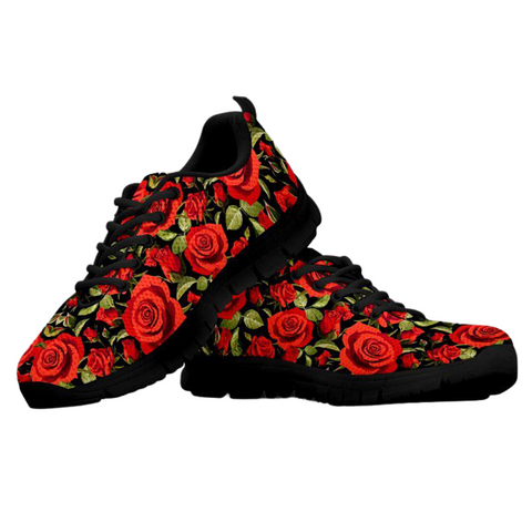Image of Black And Red Rose Athletic Sneakers,Kicks Sports Wear, Shoes Shoes,Running Shoes,Training Shoes, Kids Shoes, Casual Shoes, Top Shoes