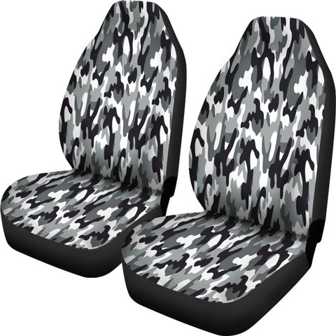 Image of Black And White Camouflage 2 Front Car Seat Covers Car Seat Covers,Car Seat Covers Pair,Car Seat Protector,Car Accessory,Front Seat Covers