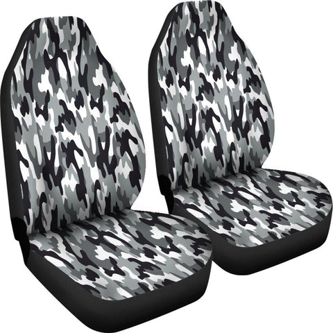Image of Black And White Camouflage 2 Front Car Seat Covers Car Seat Covers,Car Seat Covers Pair,Car Seat Protector,Car Accessory,Front Seat Covers