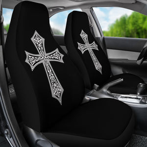 Black And White Cross Car Seat Covers,Car Seat Covers Pair,Car Seat Protector,Car Accessory,Front Seat Covers,Seat Cover for Car