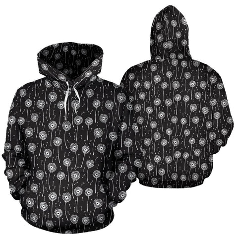 Image of Black And White Dandelion Fashion Wear,Fashion Clothes,Handmade Hoodie,Floral,Pullover Hoodie,Hooded Sweatshirt,Hoodie Sweatshirt,Sweatshirt
