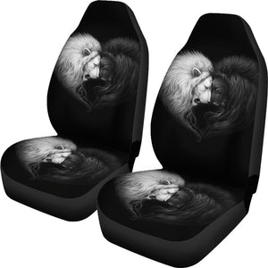 Black And White Lion 2 Front Car Seat Covers Car Seat Covers,Car Seat Covers Pair,Car Seat Protector,Car Accessory,Front Seat Covers