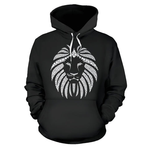 Image of Black And White Lion Hippie Hoodie,Custom Hoodie, Floral, Bright Colorful, Fashion Wear,Fashion Clothes,Handmade Hoodie,Floral,