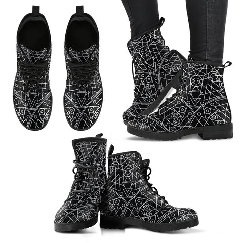 Image of Black Geometric Triangle: Women's Vegan Leather Boots, Premium Handcrafted