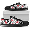 Black And White Paws And Hearts Low Tops, Multi Colored, Boho,Streetwear,All Star,Custom Shoes,Women's Low Top,Bright ,Mandala shoes