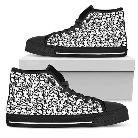 Image of Black And White Skull Boho,All Star,Custom Shoes,Womens High Top,Bright Colorful,Mandala shoes,Fashion Shoes,Casual Shoes,High Top Shoes