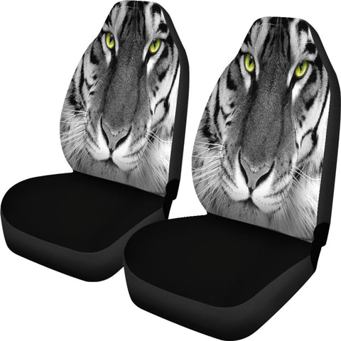 Image of Black And White Tiger 2 Front Car Seat Covers, Car Seat Covers,Car Seat Covers Pair,Car Seat Protector,Car Accessory,Front Seat Covers,