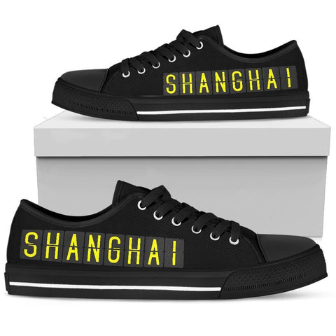 Image of Shanghai Themed Women's Low Top Canvas Shoes, Colorful Streetwear, Multicolored