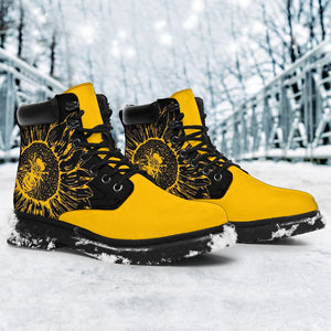 Black And Yellow Sunflower Bee Suede Boots All Season Boots,Vegan ,Casual Wear ,Rain Boots,Leather Boots Women,Women Girl Gift,Handmade Boot