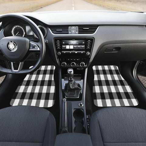 Image of Black And white Plaid Car Mats Back/Front, Floor Mats Set, Car Accessories