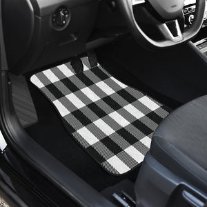 Black And white Plaid Car Mats Back/Front, Floor Mats Set, Car Accessories