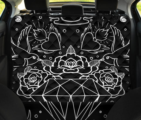 Image of Black Diamond Floral Pet Car Seat Covers , Abstract Art, Stylish Backseat