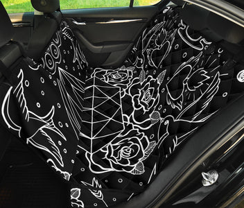 Black Diamond Floral Pet Car Seat Covers , Abstract Art, Stylish Backseat