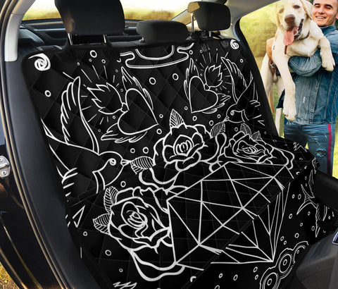 Image of Black Diamond Floral Pet Car Seat Covers , Abstract Art, Stylish Backseat