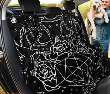 Black Diamond Floral Pet Car Seat Covers , Abstract Art, Stylish Backseat
