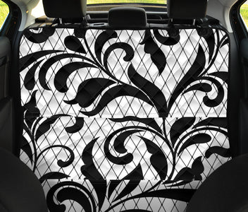 Charming Black Floral Pattern Pet Car Seat Covers , Abstract Art, Backseat
