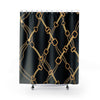 Black & Gold Chain Printed Shower Curtains, Water Proof Bath Decor | Spa |