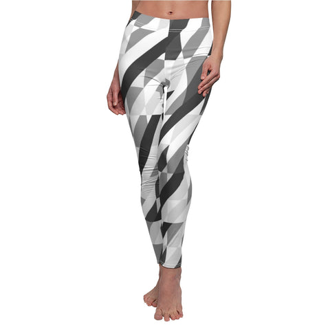 Image of Black Gray White Multicolored Geometric Stripes Women's Cut & Sew Casual