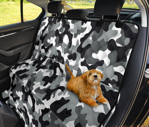 Image of Edgy Black Grey Camouflage Pet Car Seat Covers , Abstract Art, Backseat