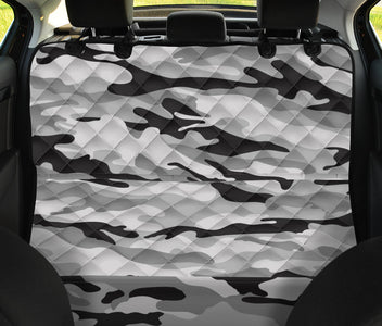 Black & Gray Camouflage Car Seat Covers, Abstract Art Backseat Pet Protectors,