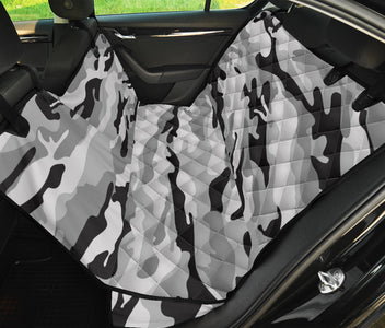 Black & Gray Camouflage Car Backseat Covers, Abstract Art Inspired Seat