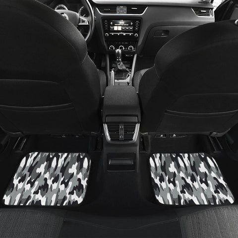 Image of Black Grey Camouflage Car Mats Back/Front, Floor Mats Set, Car Accessories