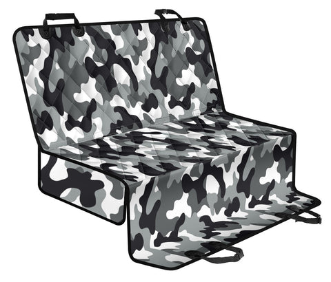Image of Edgy Black Grey Camouflage Pet Car Seat Covers , Abstract Art, Backseat