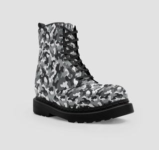 Black Grey Camouflage, Stylish Vegan Wo's Boots , Classic Crafted