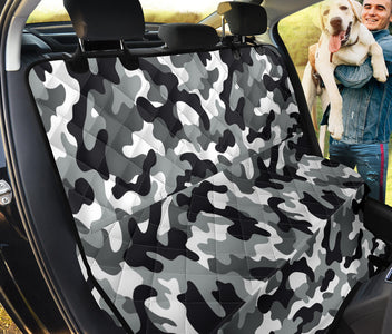 Edgy Black Grey Camouflage Pet Car Seat Covers , Abstract Art, Backseat
