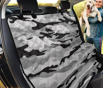 Black & Gray Camouflage Car Backseat Covers, Abstract Art Inspired Seat Protectors, Durable Vehicle Accessories