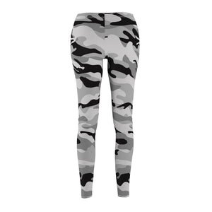 Black Grey Multicolored Camouflage Women's Cut & Sew Casual Leggings, Yoga
