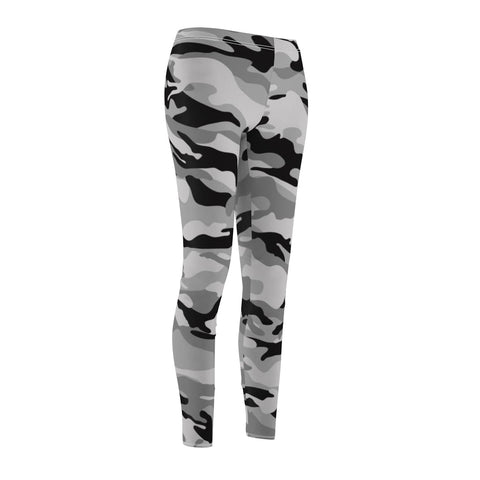 Image of Black Grey Multicolored Camouflage Women's Cut & Sew Casual Leggings, Yoga