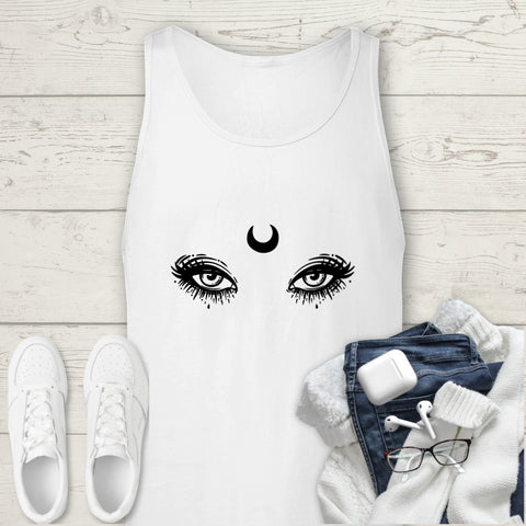 Image of Black Magical Witch Moon Eyes Premium Unisex Tank Top, Graphic Tank, Tank Top