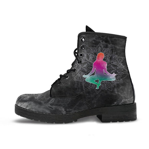 Image of Mandala Yogi Women's Vegan Leather Boots, Hippie Rain Shoes,