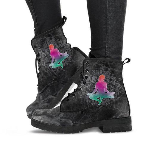 Image of Mandala Yogi Women's Vegan Leather Boots, Hippie Rain Shoes,