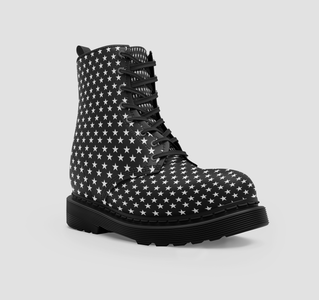 Black Mini Stars , Vegan Wo's Boots , Stylish Footwear , Handcrafted