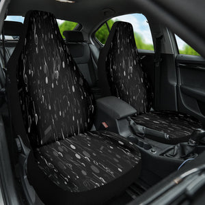 Black Musical Notes Front Car Seat Covers, Melody,Inspired Seat Protector,