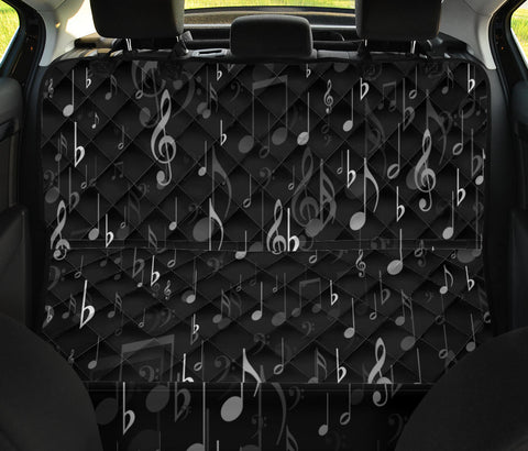 Image of Musical Black Notes Pattern Car Seat Covers , Melody Design, Backseat Pet