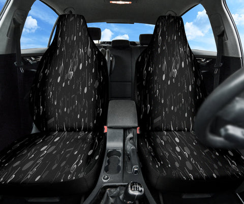 Image of Black Musical Notes Front Car Seat Covers, Melody,Inspired Seat Protector,