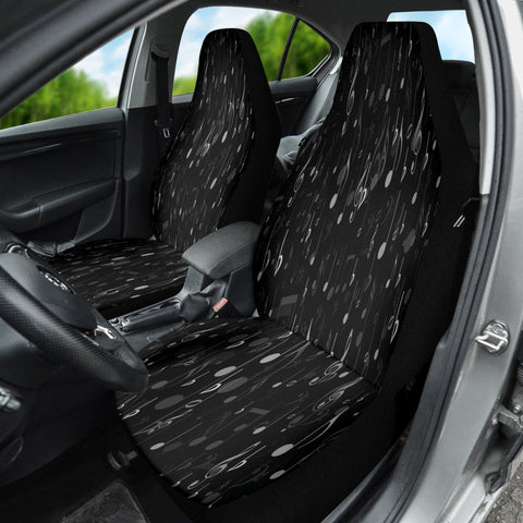 Image of Black Musical Notes Front Car Seat Covers, Melody,Inspired Seat Protector,
