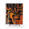 Black Orange Multicolored Lava Marble Shower Curtains, Water Proof Bath Decor |