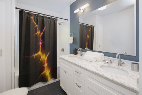 Image of Black Orange Thunderbolt Shower Curtains, Water Proof Bath Decor | Spa |
