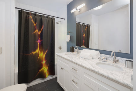 Black Orange Thunderbolt Shower Curtains, Water Proof Bath Decor | Spa |