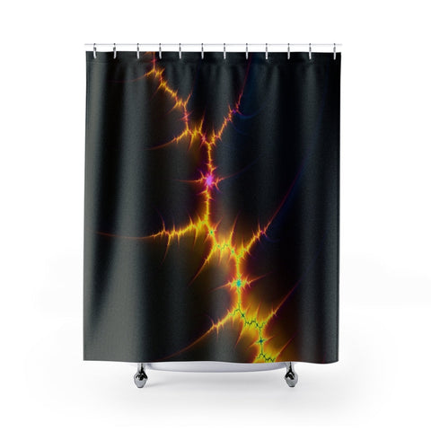 Image of Black Orange Thunderbolt Shower Curtains, Water Proof Bath Decor | Spa |
