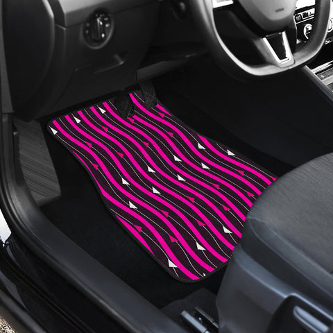 Image of Black Pink Design Car Mats Back/Front, Floor Mats Set, Car Accessories