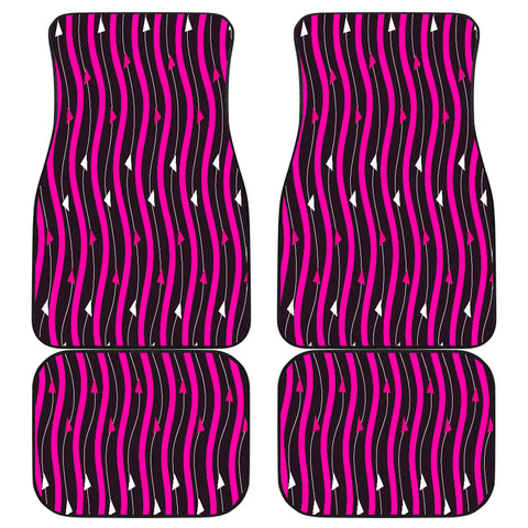 Image of Black Pink Design Car Mats Back/Front, Floor Mats Set, Car Accessories