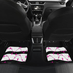 Black Pink Stars Pattern Car Mats Back/Front, Floor Mats Set, Car Accessories
